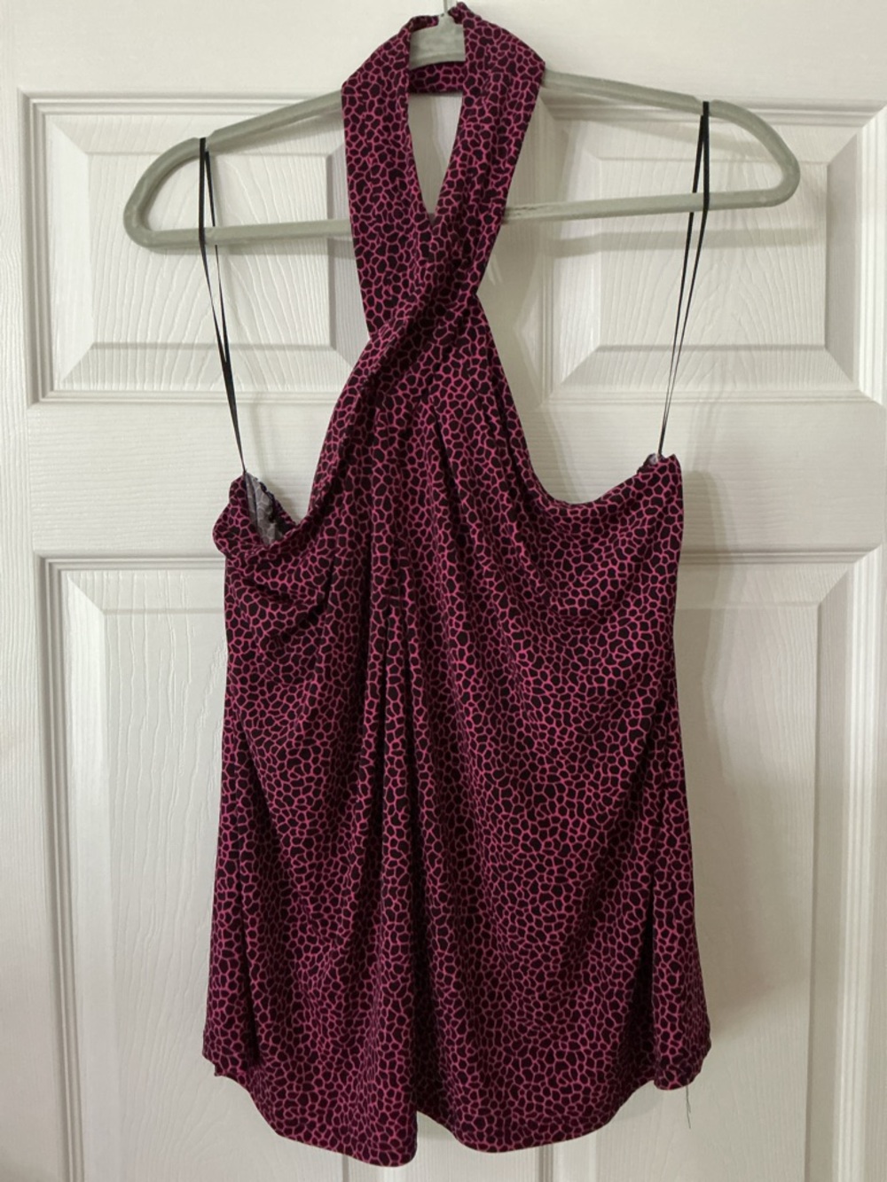 MICHAEL Michael Kors Hot Pink and Black Halter Blouse
